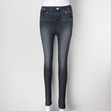 Sexy Women Velvet Legging Jeans Blue Black Leggings Ladies Jeggins with Real Pockets Denim Skinny Legging Pants