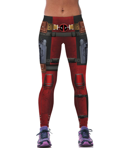 Womens 3D Print Red Armor Legging Breathable Sweat Movement Youga Leggings High Waist Stretchy Legging Ankle Length Jeggins