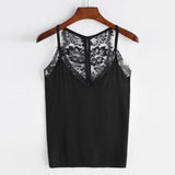 Lace Cami Top Korean Style 2017 Women Casual Sleeveless Lace Crop Top Vest Black Spaghetti Strap Lace V Neck Camisole