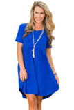 Blue Short Sleeve Pullover Babydoll Style Casual Dress