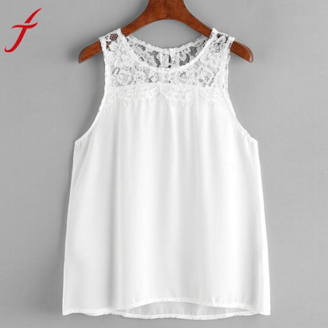 Sexy White Tank Tops 2017 Summer Women Sleeveless Crop Tops Vest Backless Halter Tank Tops O-Neck Blusa Sexy lace T-Shirt