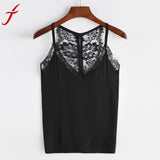 Lace Cami Top Korean Style 2017 Women Casual Sleeveless Lace Crop Top Vest Black Spaghetti Strap Lace V Neck Camisole