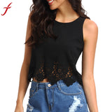 Hollow Out T-Shirt 2017 Summer Sexy Women Black Sleeveless Vest Top Casual Short Tank Tops haut femme