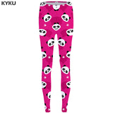 KYKU Skull Leggings Feather 3d pants Punk Stretch Pants Gothic Sexy Leggings  High Waist  Print Legging Women Jeggins Ladies