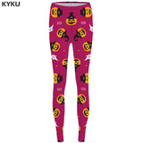 KYKU Skull Leggings Feather 3d pants Punk Stretch Pants Gothic Sexy Leggings  High Waist  Print Legging Women Jeggins Ladies