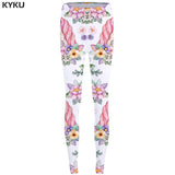 KYKU Unicorn Leggings Flower 3d pants Pink Sexy Leggings  High Waist  leggins  Trousers Women Jeggins Funky Fitness Elastic New