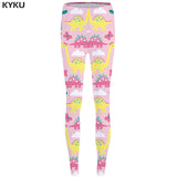 KYKU Unicorn Leggings Flower 3d pants Pink Sexy Leggings  High Waist  leggins  Trousers Women Jeggins Funky Fitness Elastic New