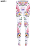 KYKU Unicorn Leggings Flower 3d pants Pink Sexy Leggings  High Waist  leggins  Trousers Women Jeggins Funky Fitness Elastic New