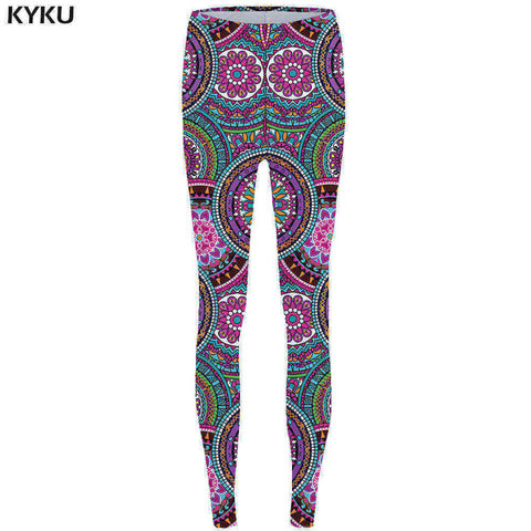 KYKU Unicorn Leggings Flower 3d pants Pink Sexy Leggings  High Waist  leggins  Trousers Women Jeggins Funky Fitness Elastic New
