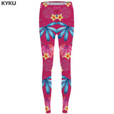 KYKU Unicorn Leggings Flower 3d pants Pink Sexy Leggings  High Waist  leggins  Trousers Women Jeggins Funky Fitness Elastic New