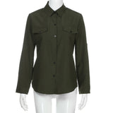 Women V-neck Top Long Sleeve Shirt Casual Blouse Loose T-shirt