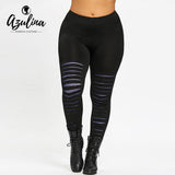 AZULINA Plus Size Galaxy Ripped Women Leggings 2018 Fitness Leggins Workout Leggings Jeggins Elastic Waist Slim Pencil Pants 5XL