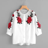 Women Autumn Long Sleeve T-Shirt Embroidered Shirt Casual Blouse Tops