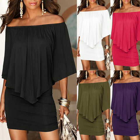 Multiple Dressing Layered Black Mini Dress