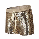 Fashion Women Sequins Shorts Mid Waist Sexy Pocket Shorts Causal Hot Pants