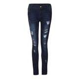 Women Skinny Ripped Holes Jeans Pants High Waist Stretch Slim Pencil Trousers