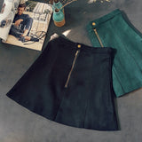 Women Solid Color Suede Short Skirt zcx-903