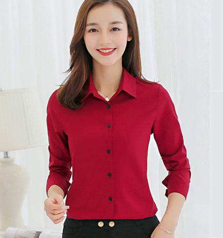 New Korean Version Women's Shirt Long-sleeved Casual Chiffon Shirt
