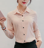 New Korean Version Women's Shirt Long-sleeved Casual Chiffon Shirt
