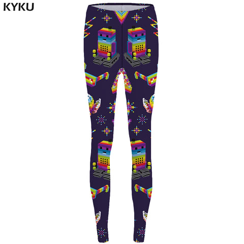 KYKU Brand Robot Leggings Punk 3d pants Illusion Slim Pants  leggins  Stretch Pants  Legging 3d Women Jeggins Funny